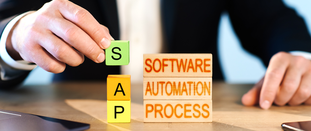 Software automation process spelled out on wooden blocks